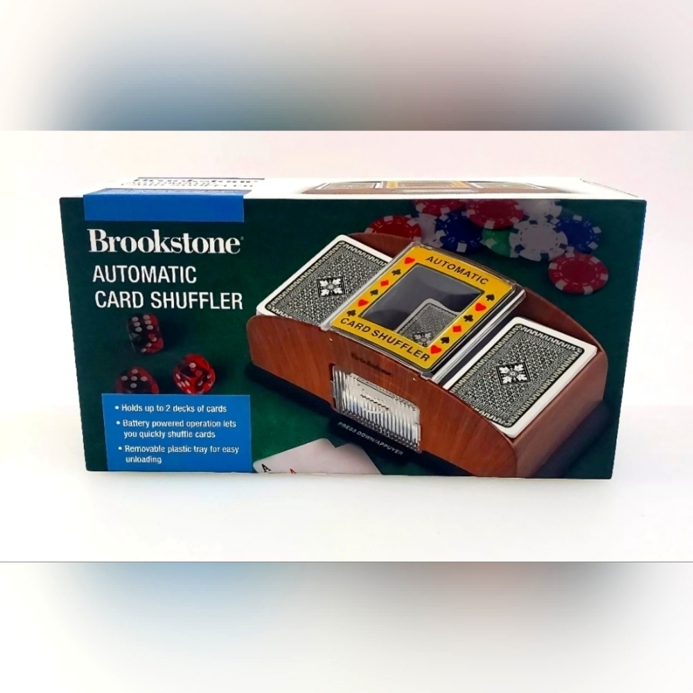 NWT | Brookstone | Automatic Card Shuffler | Holds 1-2 Decks | Battery Operated